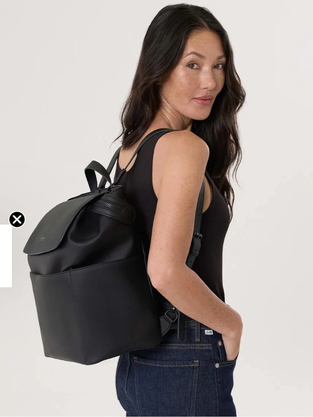 Mini baie Kinney black leather vegan diaper bag backpack - Picture 2 of 6
